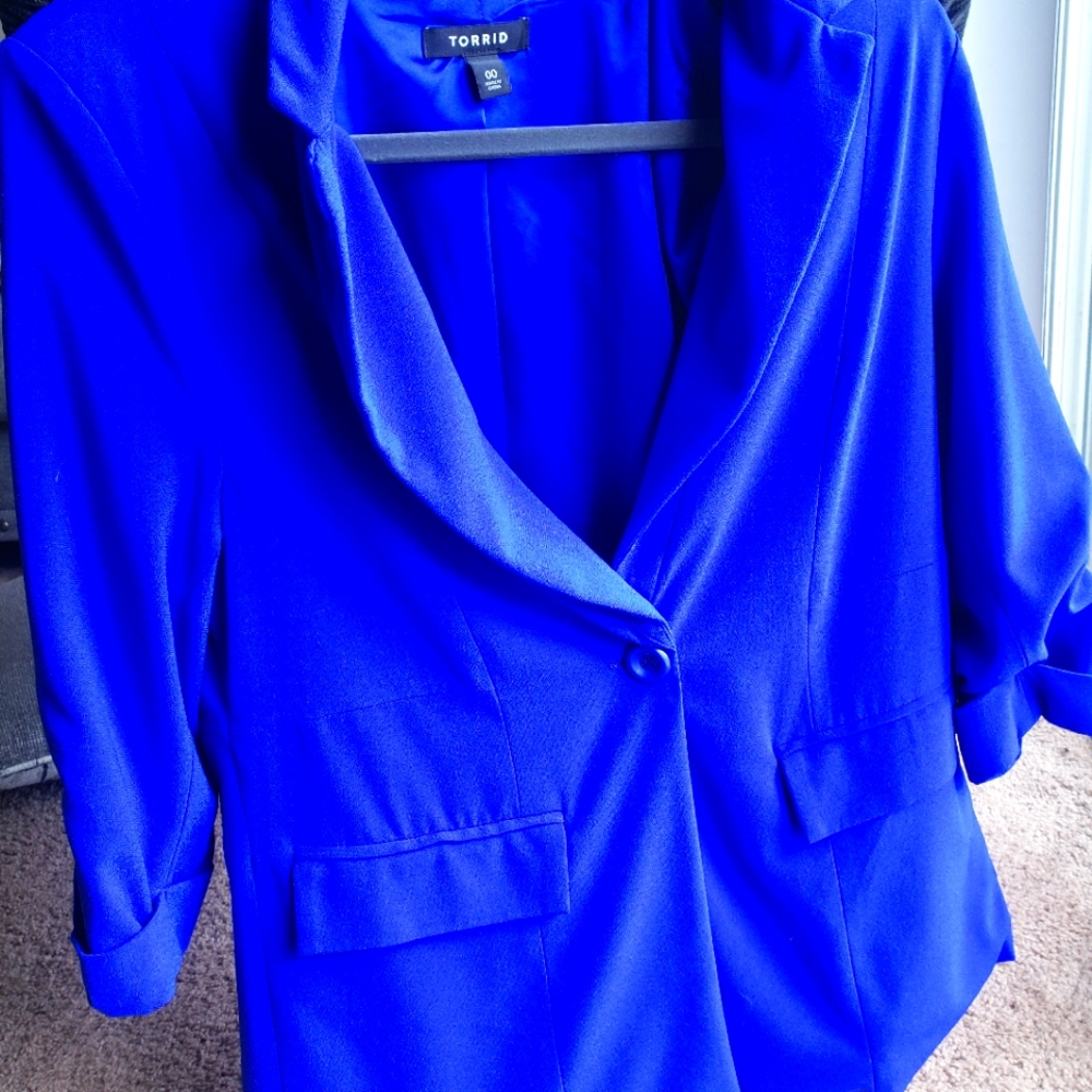 Torrid Electric Blue Blazer 00 worn 2x